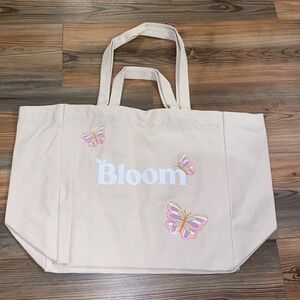 NIB Huge Canvas Shopper Reusable Tote Bag Bloom Butterfly’s